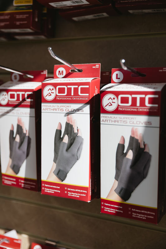 Orthopedic arthritis support gloves available at Mitchell's Pharmacy